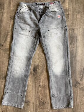 Loose Fit Gray Men’s Jeans - Workwear Style